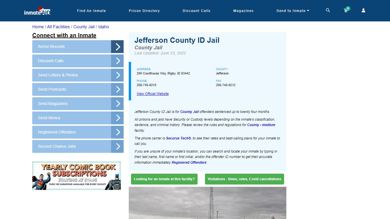 Jefferson County ID Jail - Inmate Locator - Rigby, ID